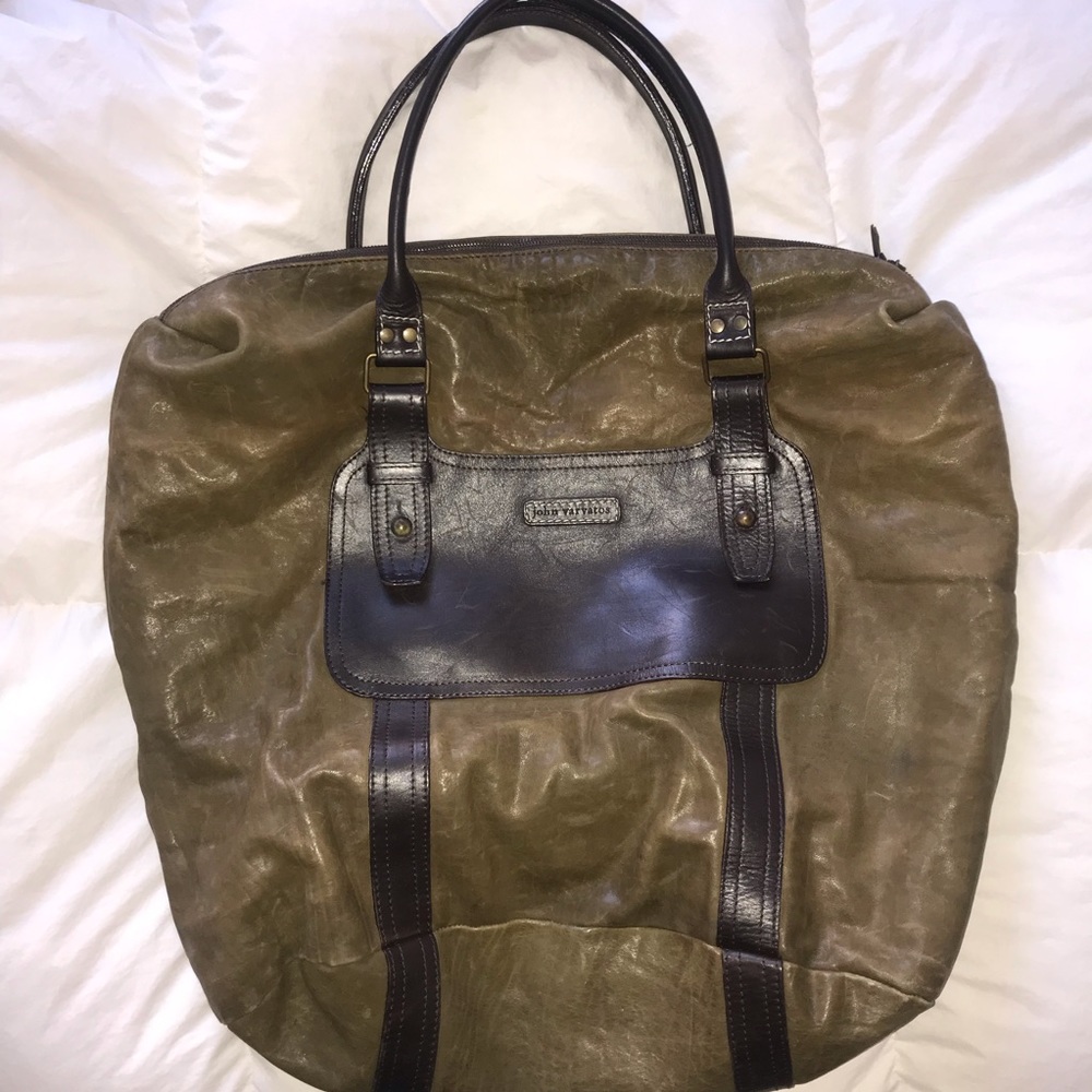 John varvatos large leather tote bag.